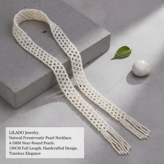 Long scarf with natural freshwater pearls