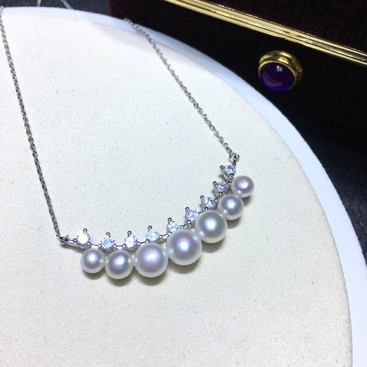 The new multi-bead S925 silver tian ran freshwater pearl necklace set