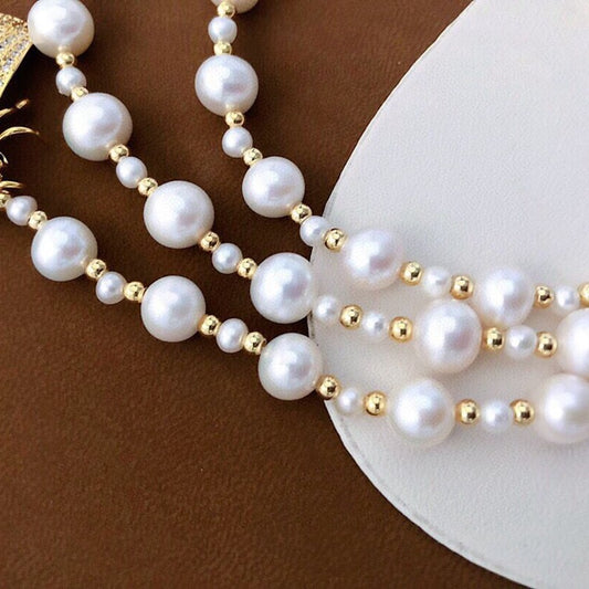 Sweet Internet celebrities are pushing the little bee tian ran freshwater pearl sweater chain, long necklace one wear more