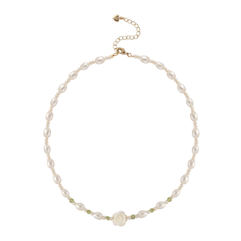 Women's Natural Freshwater Pearl Beaded Necklace Elegant Handmade Jewelry Gift