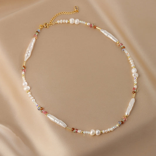 Natural Baroque Pearl Bracelet Necklace Set Colored Necklace
