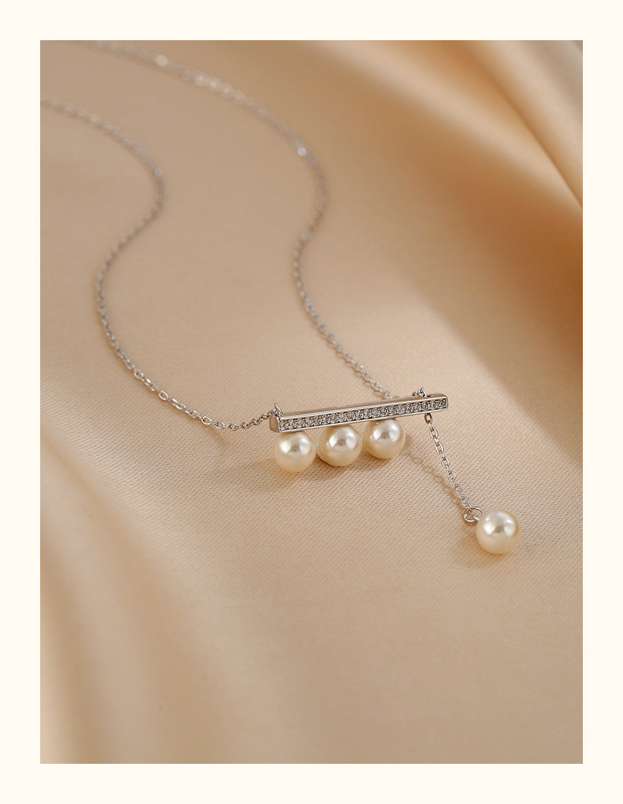 Pearl Necklace Women's French Delicate S925 Silver Necklace