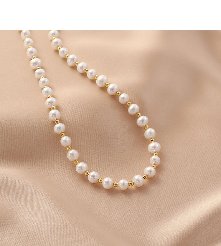 Natural freshwater pearl necklace fashion light luxury niche collarbone women's high sense original design beaded neck chain