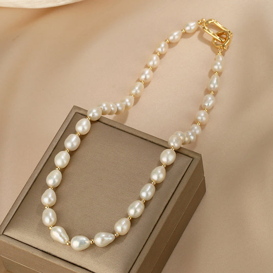 Natural Baroque Pearl Necklace Simple Irregular Women's Light Luxury Stacked Necklace