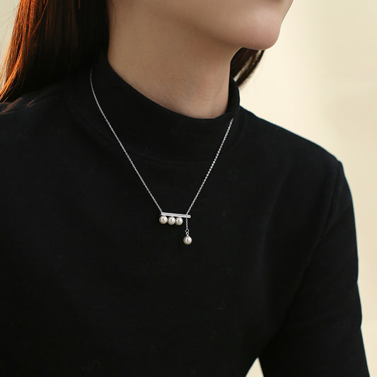 Pearl Necklace Women's French Delicate S925 Silver Necklace