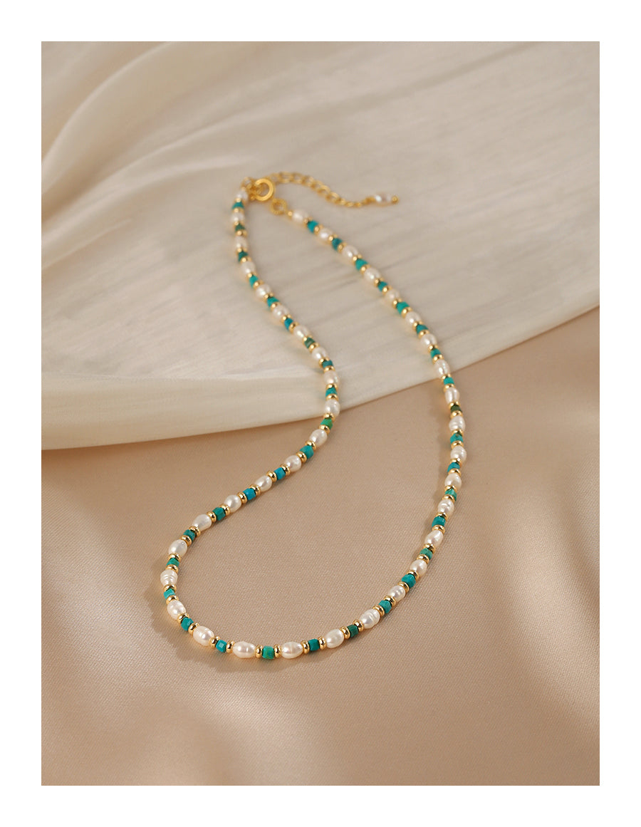 Natural Pearl Necklace Women'sTurquoise Clavicle Chain Design Necklace