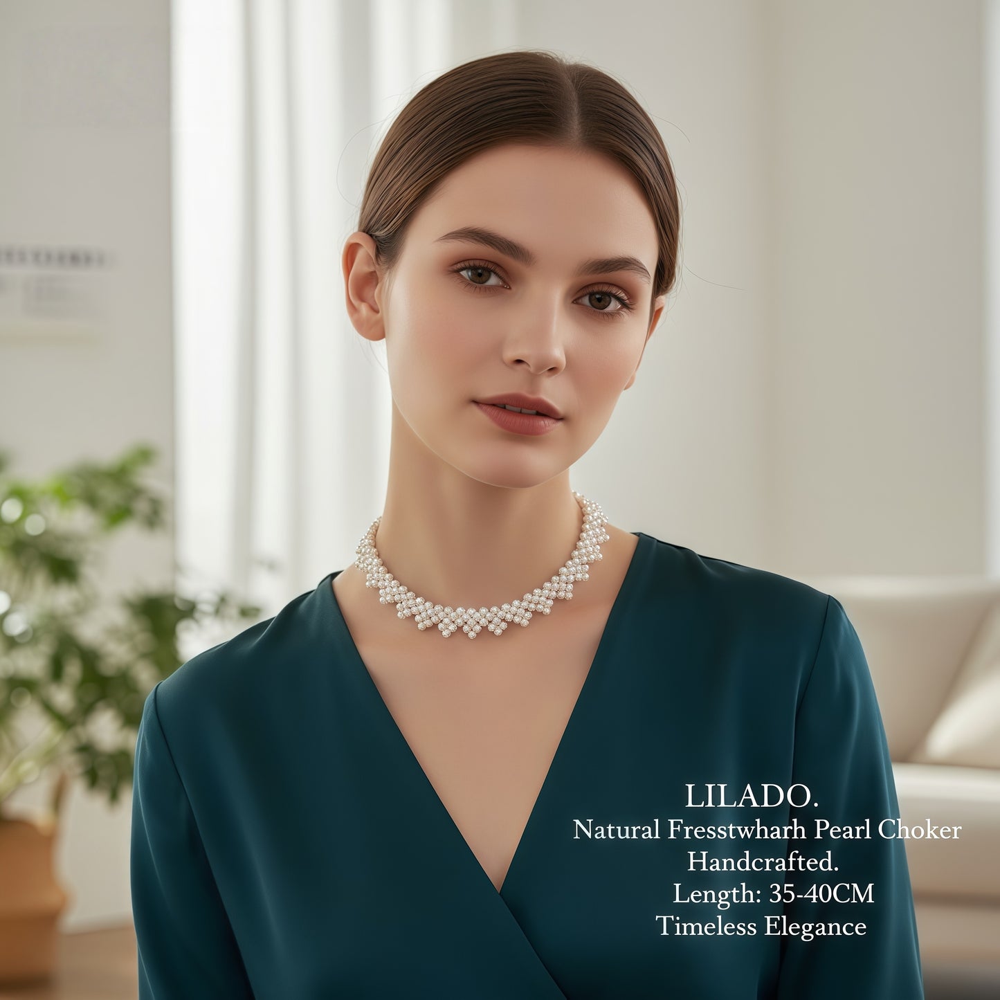 Pearl Necklace Lace Triangle Flower Chain