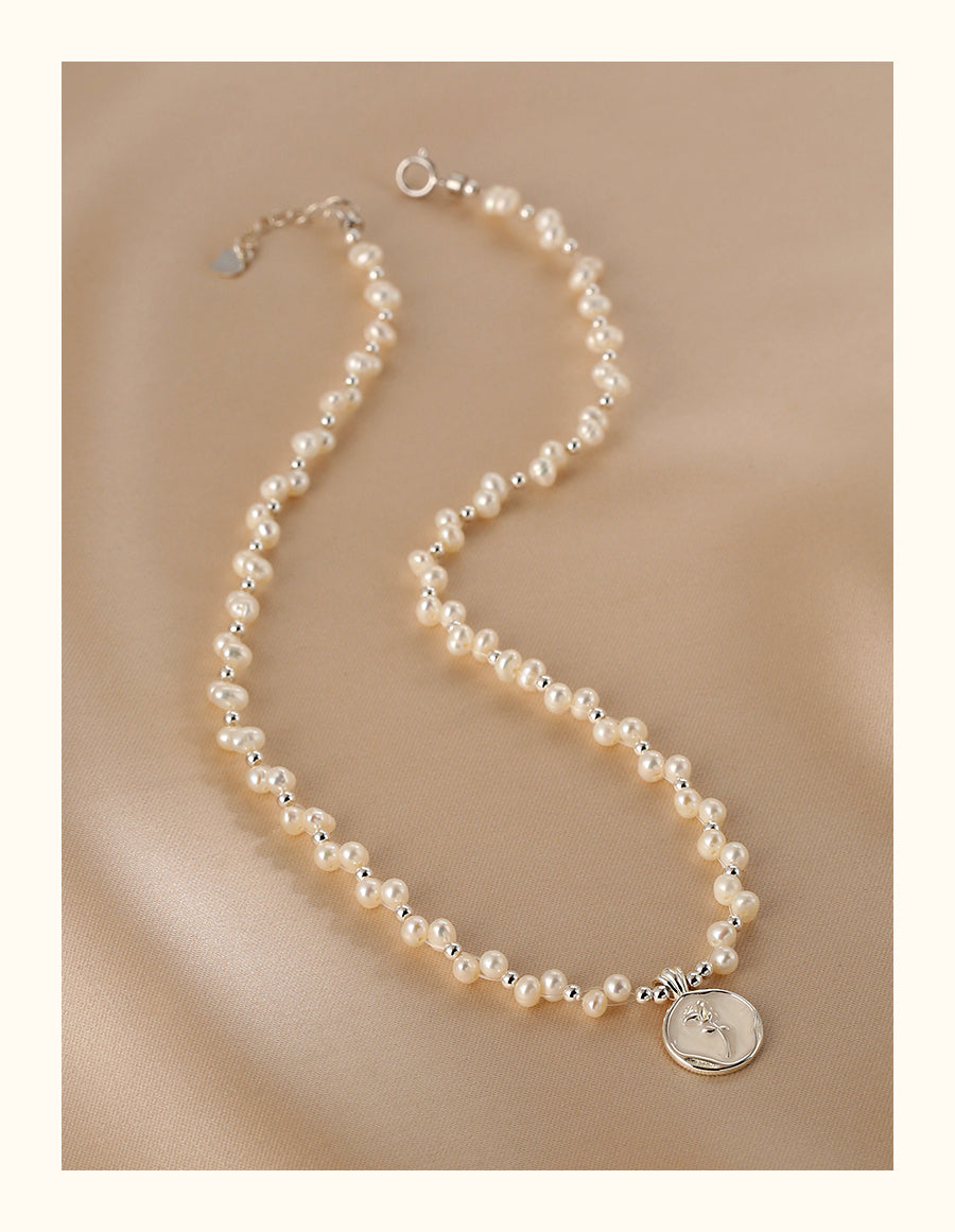 Natural Pearl Necklace Women's French Design