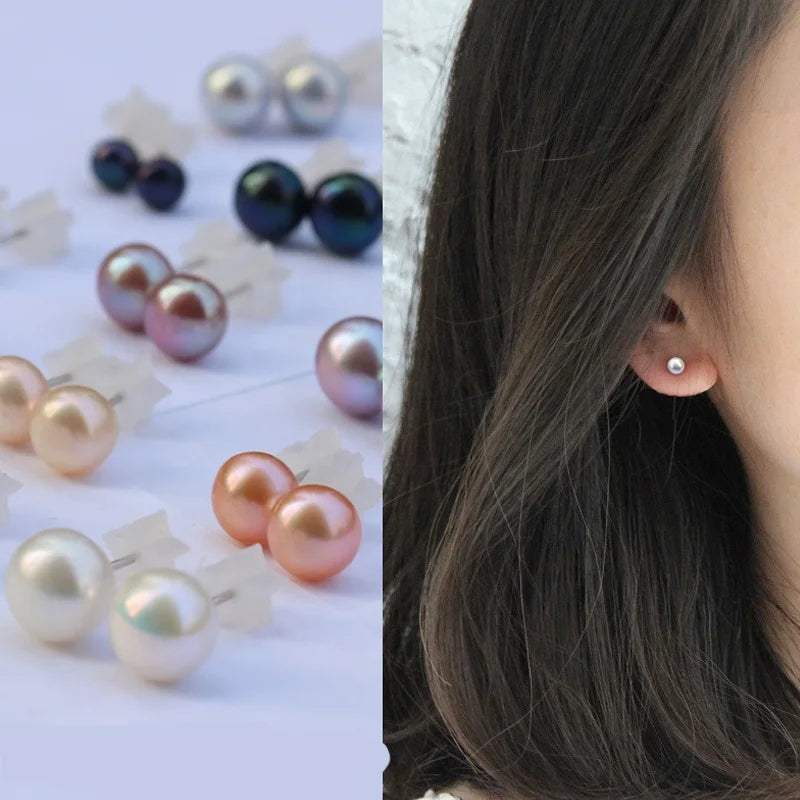 Zhuji AAA Natural White Powder Purple Round Freshwater Pearl 0.8mm Semi-drilled Loose Beads for Earrings Necklace Bracelet