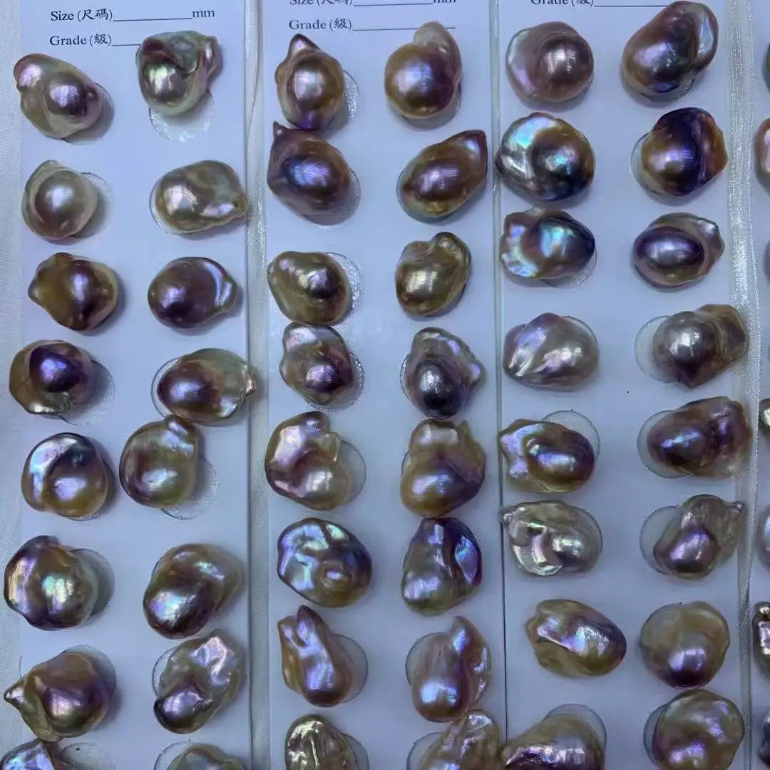 15-16mm Natural Baroque Freshwater Loose Pearls Smooth Surface Pink/Purple Round Pearls for Jewelry Making