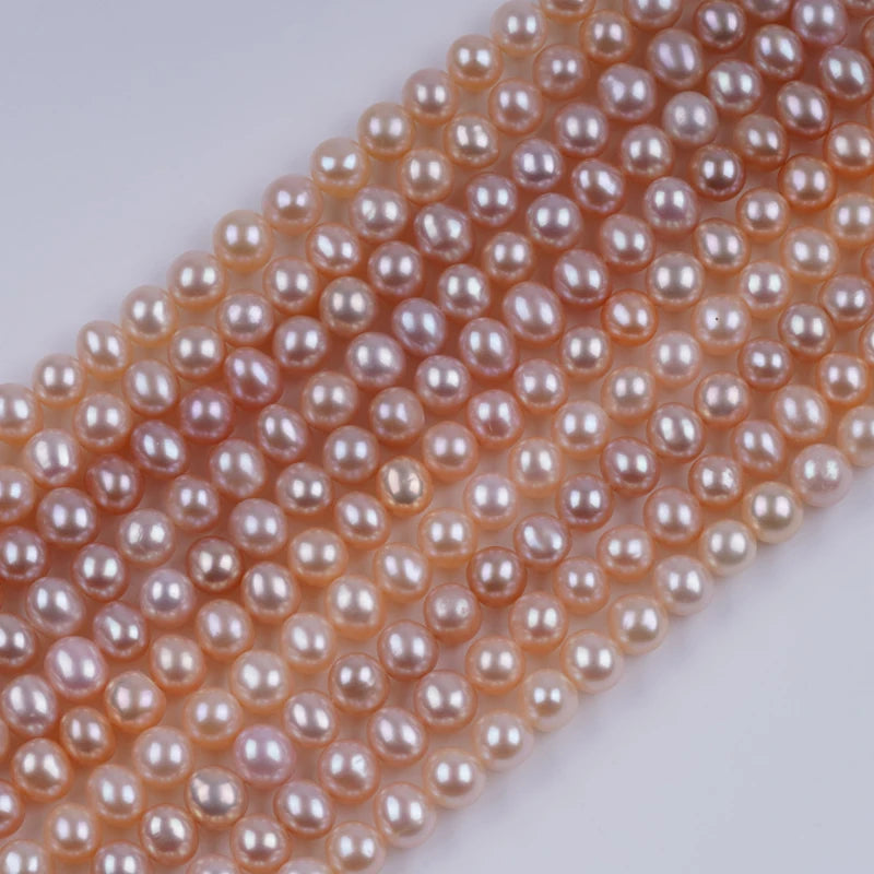 7-8mm AAA Grade White Potato Shape Loose Pearl Freshwater Strand Beads for Jewelry Making
