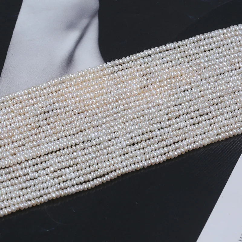 3-4mm B-AAAA Loose White Natural Freshwater Button Beads Pearls for Jewelry Making