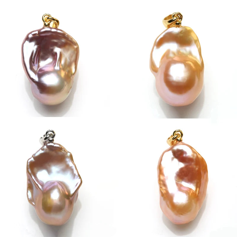 15-16mm Natural Baroque Freshwater Loose Pearls Smooth Surface Pink/Purple Round Pearls for Jewelry Making