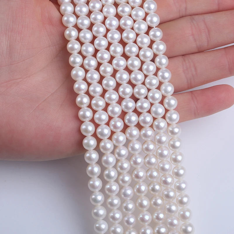 16inch 5.5-7mm AAA Grade White Round Shape Natural Freshwater Pearl Beads for Jewelry Making