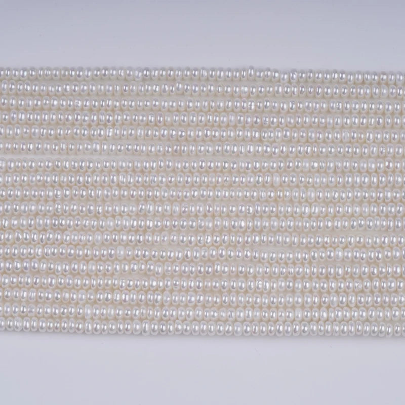 3-4mm B-AAAA Loose White Natural Freshwater Button Beads Pearls for Jewelry Making
