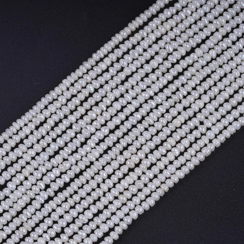 3-4mm B-AAAA Loose White Natural Freshwater Button Beads Pearls for Jewelry Making