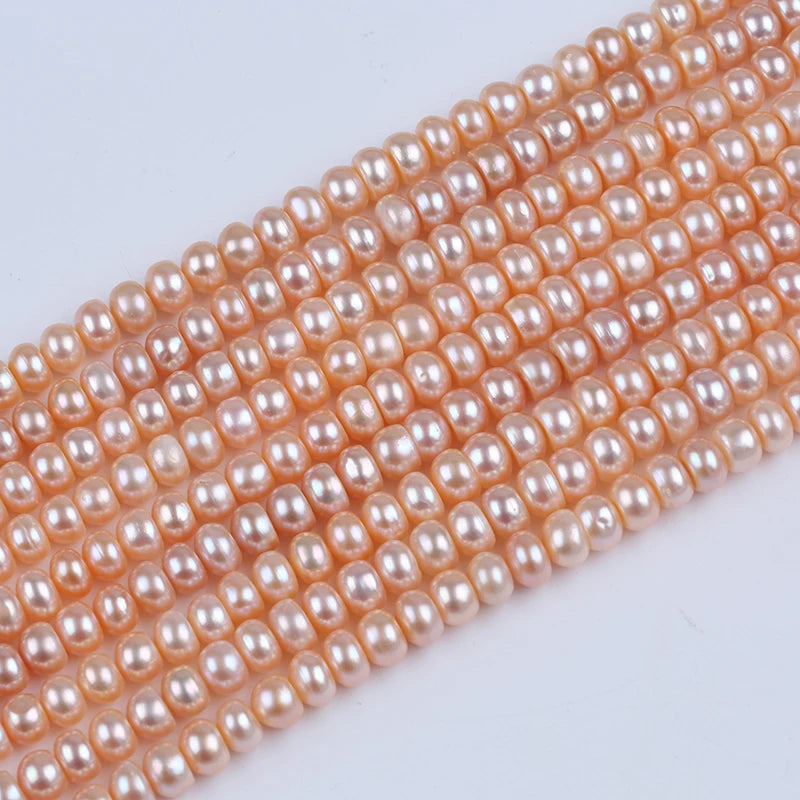 8-9mm Wholesale Loose White Natural Fresh Water Bread Pearls Button Beads Strands