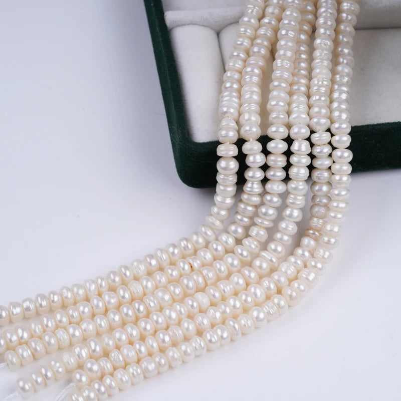 18cm 5-6mm a Grade Wholesale Freshwater Loose Button Shape Pearl for Jewelry Making