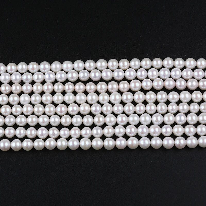 6-6.5mm High Luster Freshwater Round Pearls Strand Wholesales