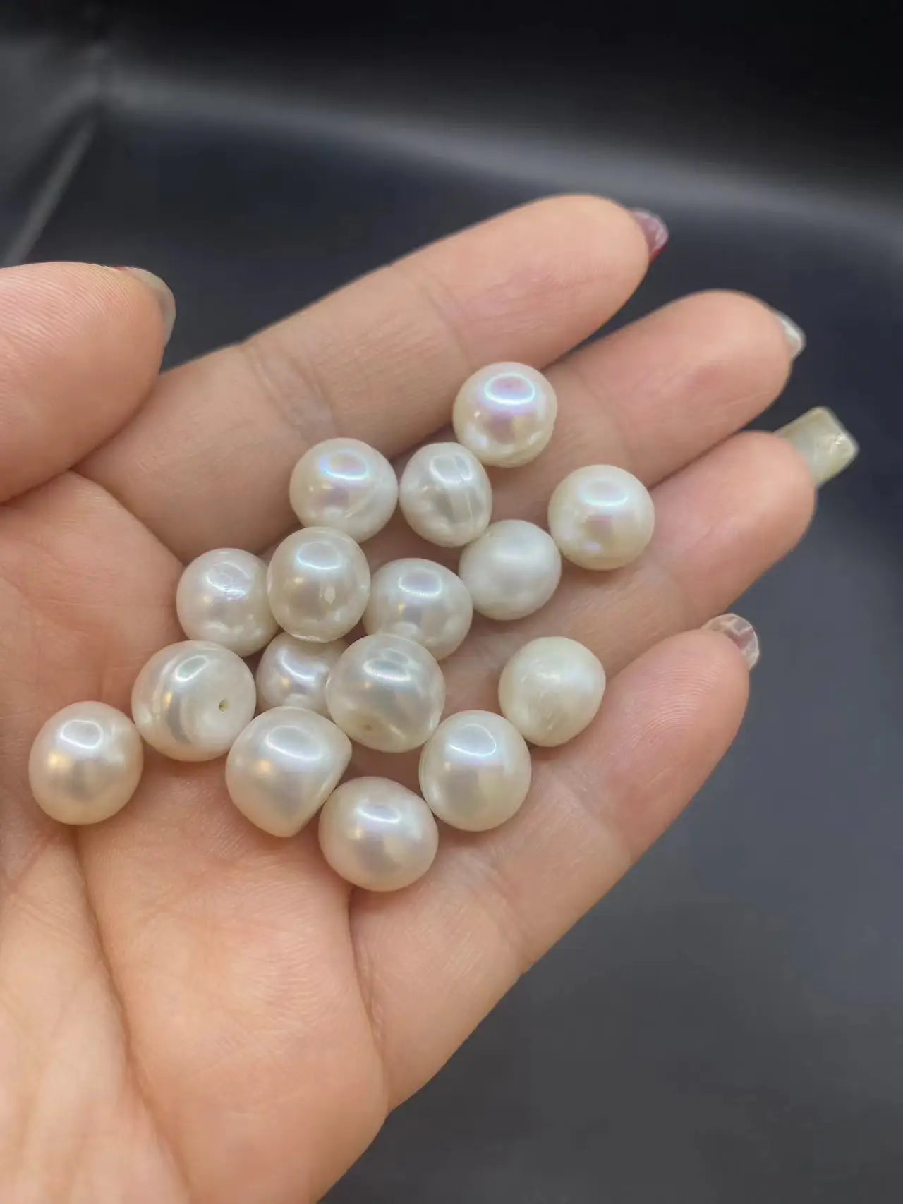 Wholesale Price Natural Freshwater Pearl White Button Pearls 2A 8mm Half Hole Loose Button Pearls
