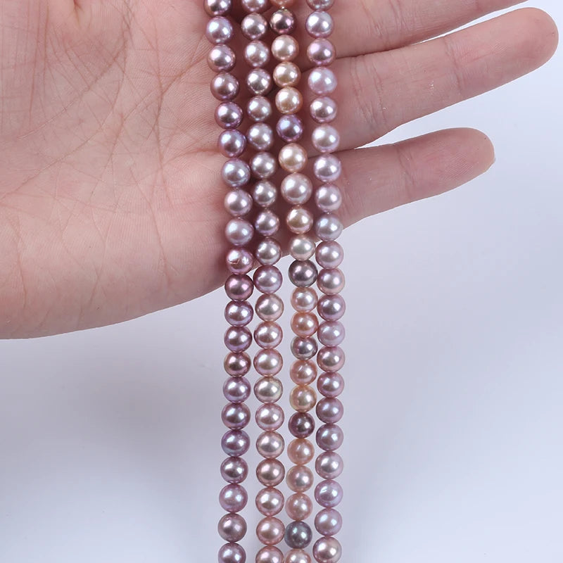 7-8mm AA Grade Natural Color Round Pearl Natural Freshwater Pearl for Jewelry Making