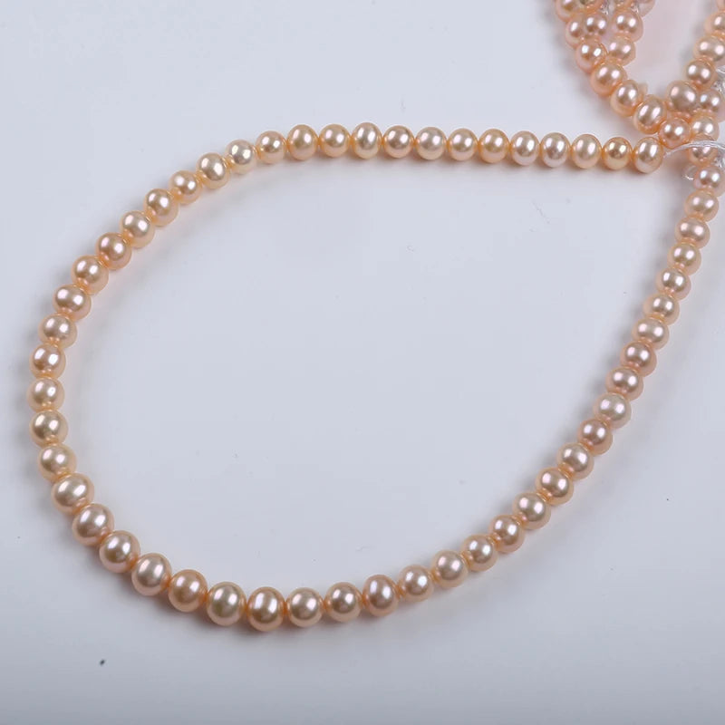 8-9mm Wholesale High Quality Pink Color Natural Cultured Freshwater Potato Pearls Strands