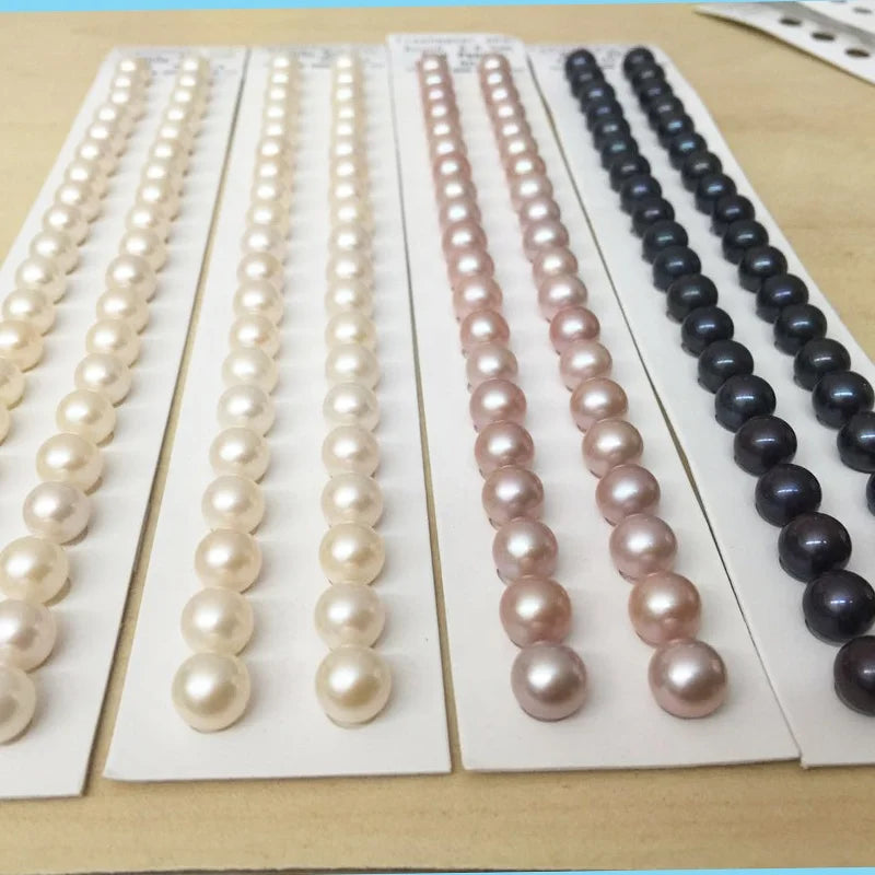 5mm 6mm 7mm 8mm Natural Freshwater Pearl in Low Price 3a Grade Half Drilled Loose Round Fresh Water Pearl Perla
