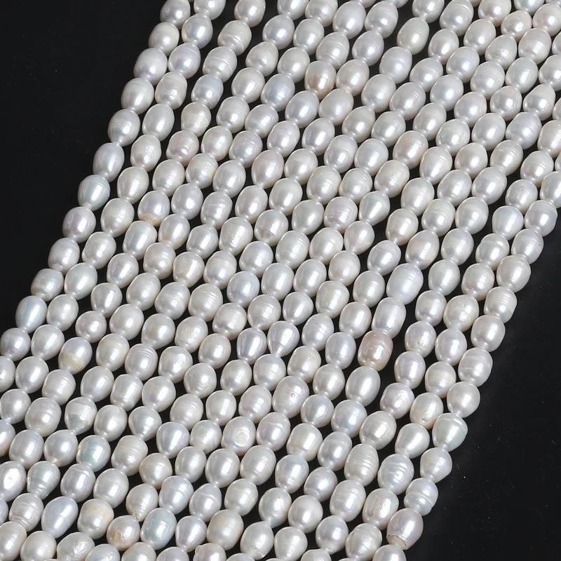 7-10mm B Grade Natural Rice Shape Freshwater Pearl Loose Beads for Jewelry Making