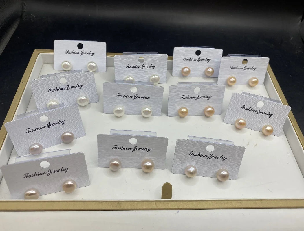 High Quality 3A Freshwater White Pearls Half-Hole Button Shape Low Price Pink Natural Loose Pearls for Pearl Jewelry Making