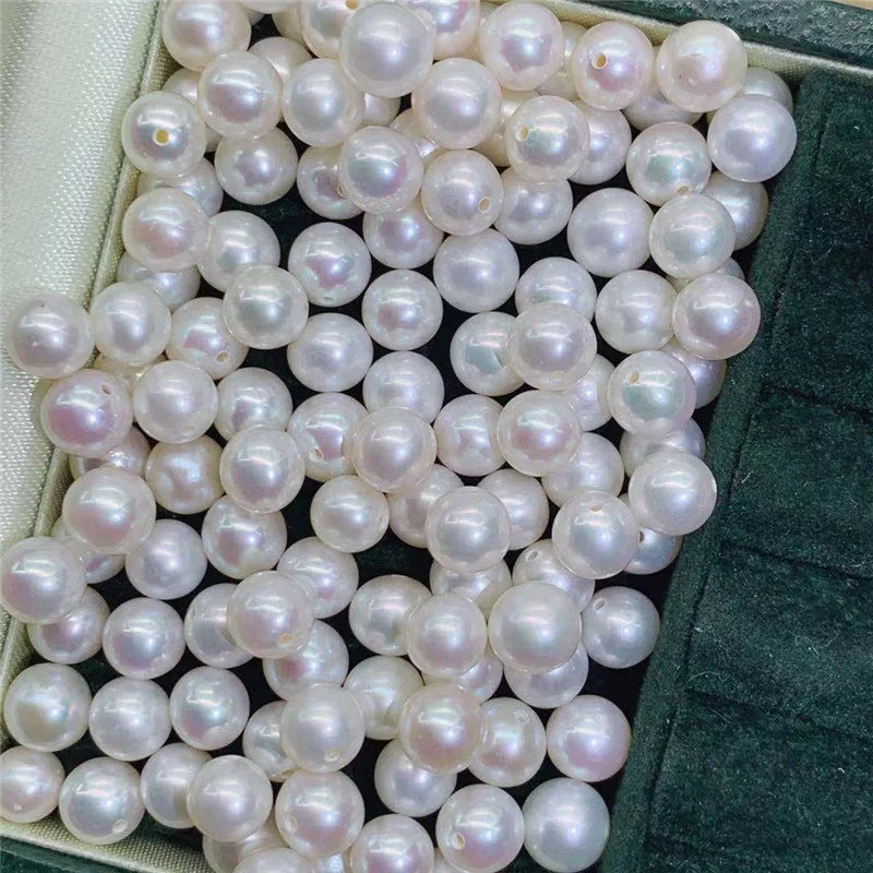 Wholesale 2mm-11mm Natural 4A Half Hole Loose Beads Freshwater White Pink Purple Pearl Jewelry Making Round Gold Color Pearls