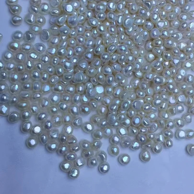 Freshwater Baroque Pearl Flat Bottom Wrinkled Surface Natural White Loose Pearls for Jewelry Making