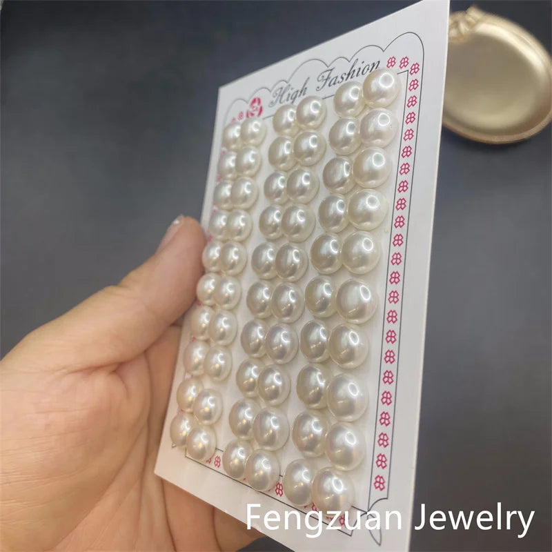 Wuzhou 4A White/Purple/Pink Fresh Water Pearls 1/2 Hole Half Drilled Loose Natural Freshwater Pearls