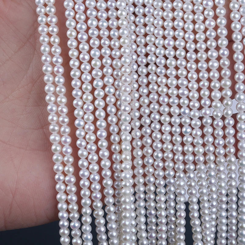 3-4.5mm Round Shape Freshwater Natural Round Pearls for Jewelry Making