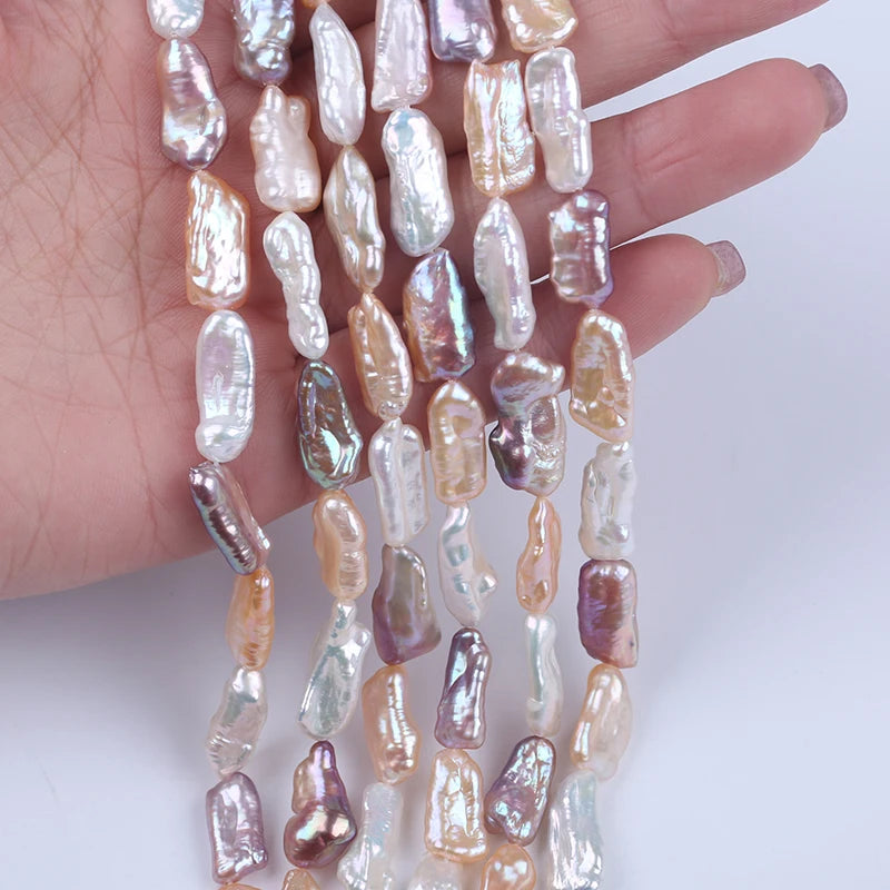 18cm 8-11mm natural freshwater biwa pearl beads for jewelry making