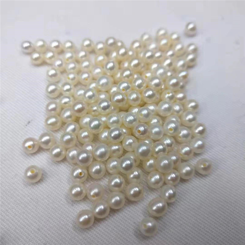 Bulk Wholesale Natural Freshwater 5-5.5mm Half Hole Round Pearl for Ring Earrings Pendant Jewelry