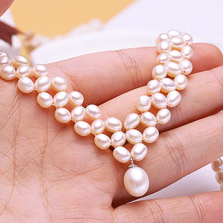 Wholesale 4A Freshwater Large Size 8x12mm White Rice Pearl Necklace Loose Natural Pink Colored Pearls for Women's Jewelry