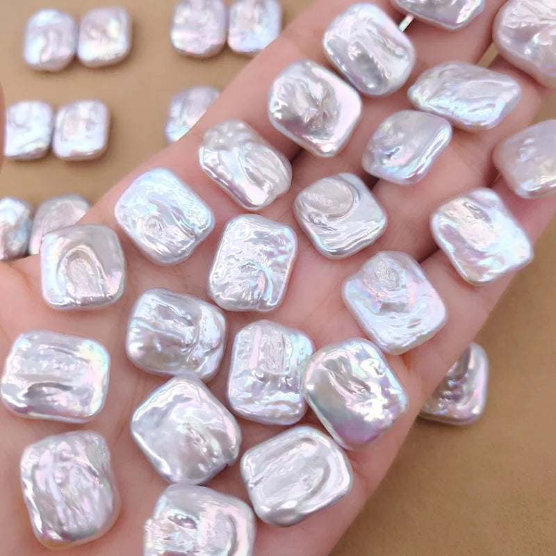 Wholesale Price Natural Fresh Water Pearls White Loose Baroque Irregular Rectangle Shape Without Hole Pearl