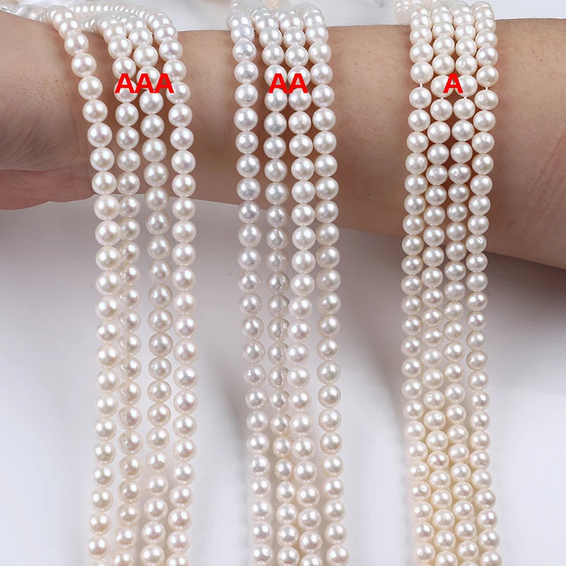 6-6.5mm High Luster Freshwater Round Pearls Strand Wholesales