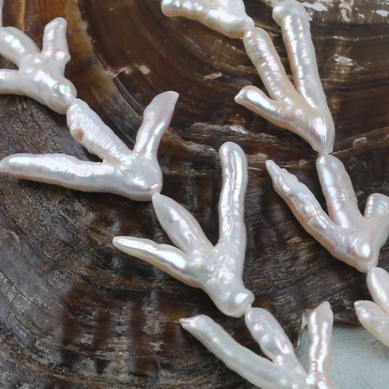 25*32mm White Natural Freshwater Baroque Irregular Chicken Feet Claw Shaped Loose Pearls
