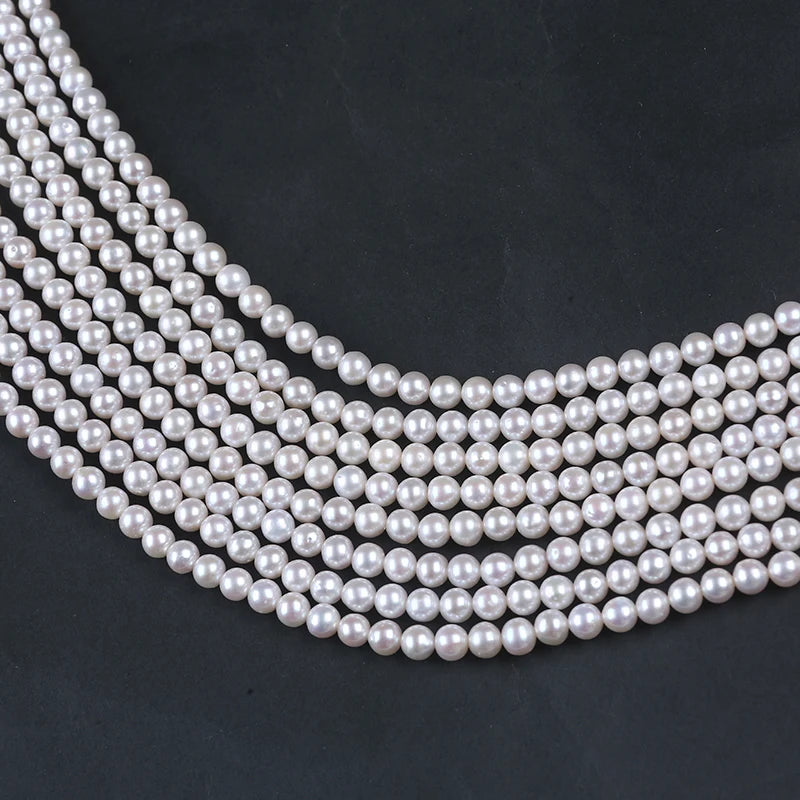 5mm AA Natural White Round Shape Freshwater Pearl Strand