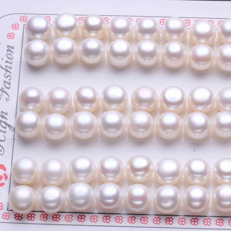 2.5-13mm 4A Grade Button Natural Real Wholesale Half Drilled Loose White Cultured Pearl Freshwater Integrity Pearl