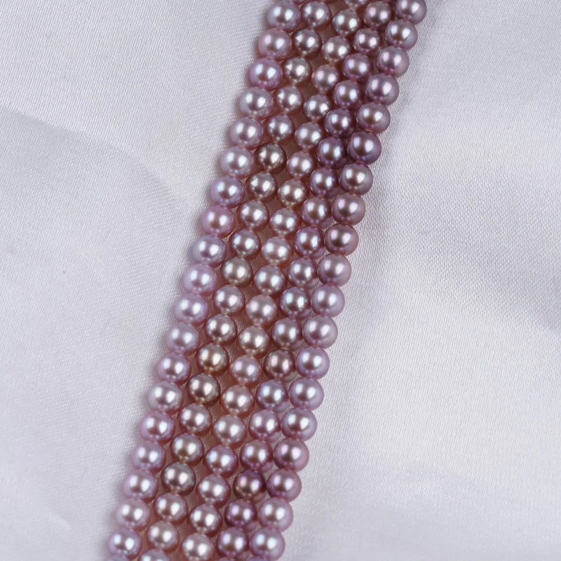 3.5-4mm AAA Grade Purple Color Round Pearl Natural Freshwater Pearl for Jewelry Making