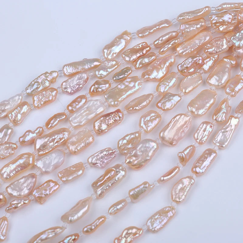 18cm 8-11mm natural freshwater biwa pearl beads for jewelry making
