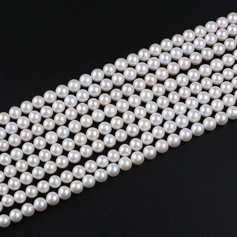6-6.5mm High Luster Freshwater Round Pearls Strand Wholesales