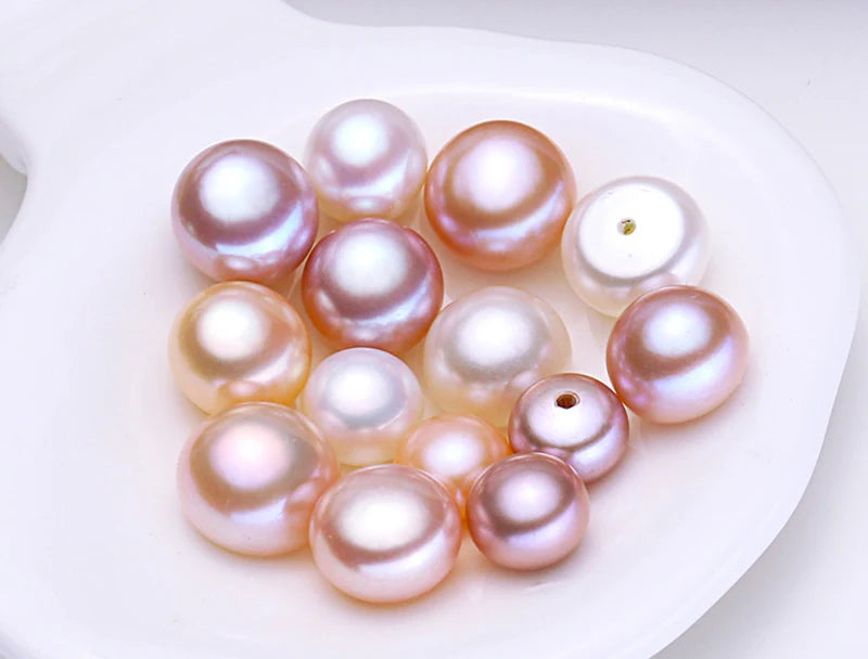 3A Grade Natural Real White Button Pearl Wholesale Half Drilled Loose Cultured Pearl Freshwater Integrity Pearl