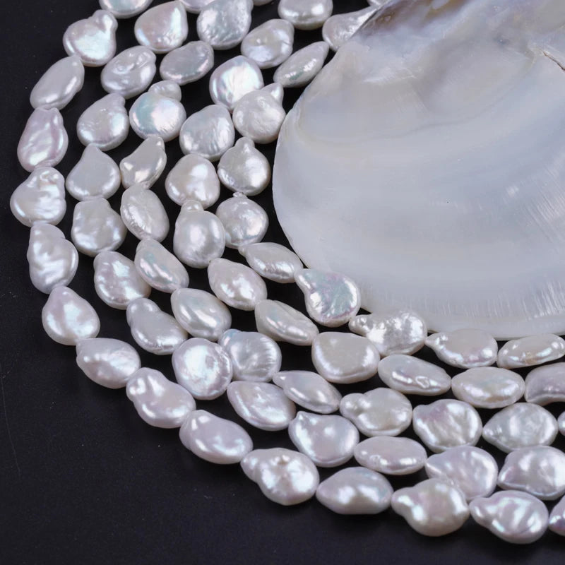 9-10*12-13mm Natural White Wholesale Drop Baroque Coin Freshwater Pearls for Jewelry Making
