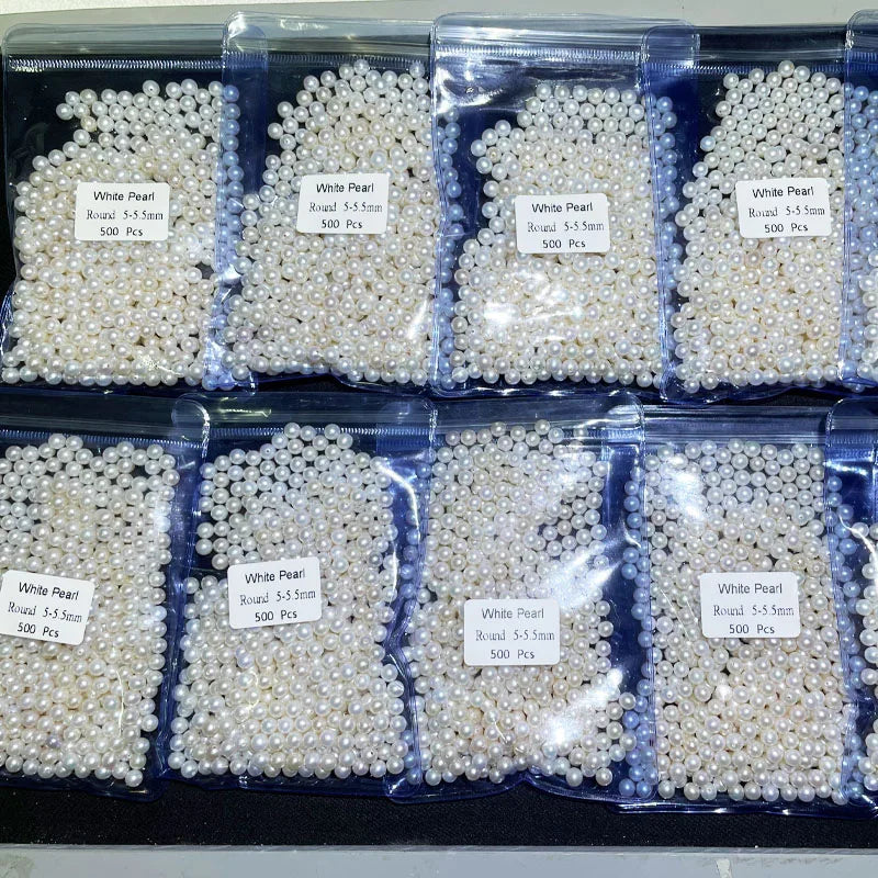 2A Round Shape White Freshwater Pearl Few Defects Natural Loose Beads Half Hole No Hole for Jewelry Making