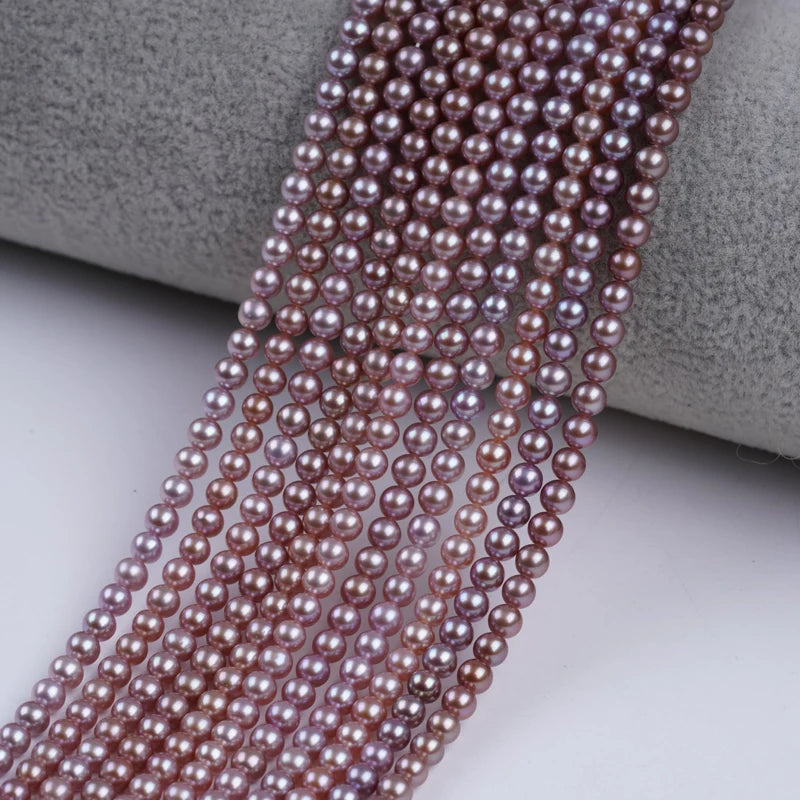 3.5-4mm AAA Grade Purple Color Round Pearl Natural Freshwater Pearl for Jewelry Making