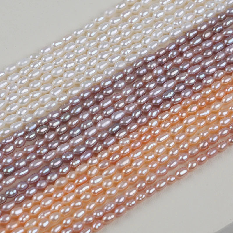 2.8-3.2mm AAA Wholesale Good Quality Natural Freshwater Rice Pearl Beads Strands