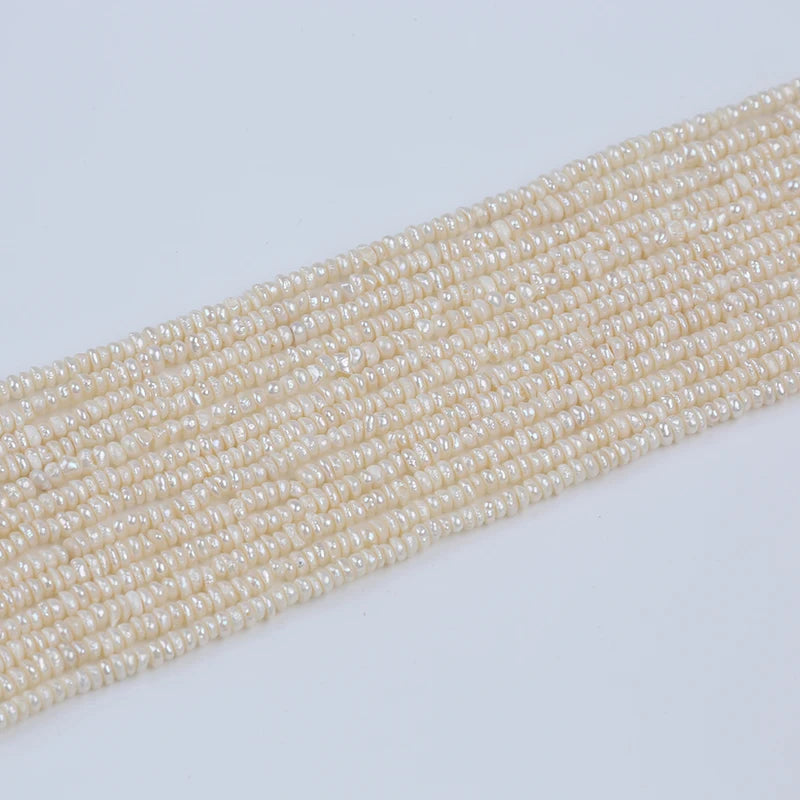 3-4mm B-AAAA Loose White Natural Freshwater Button Beads Pearls for Jewelry Making
